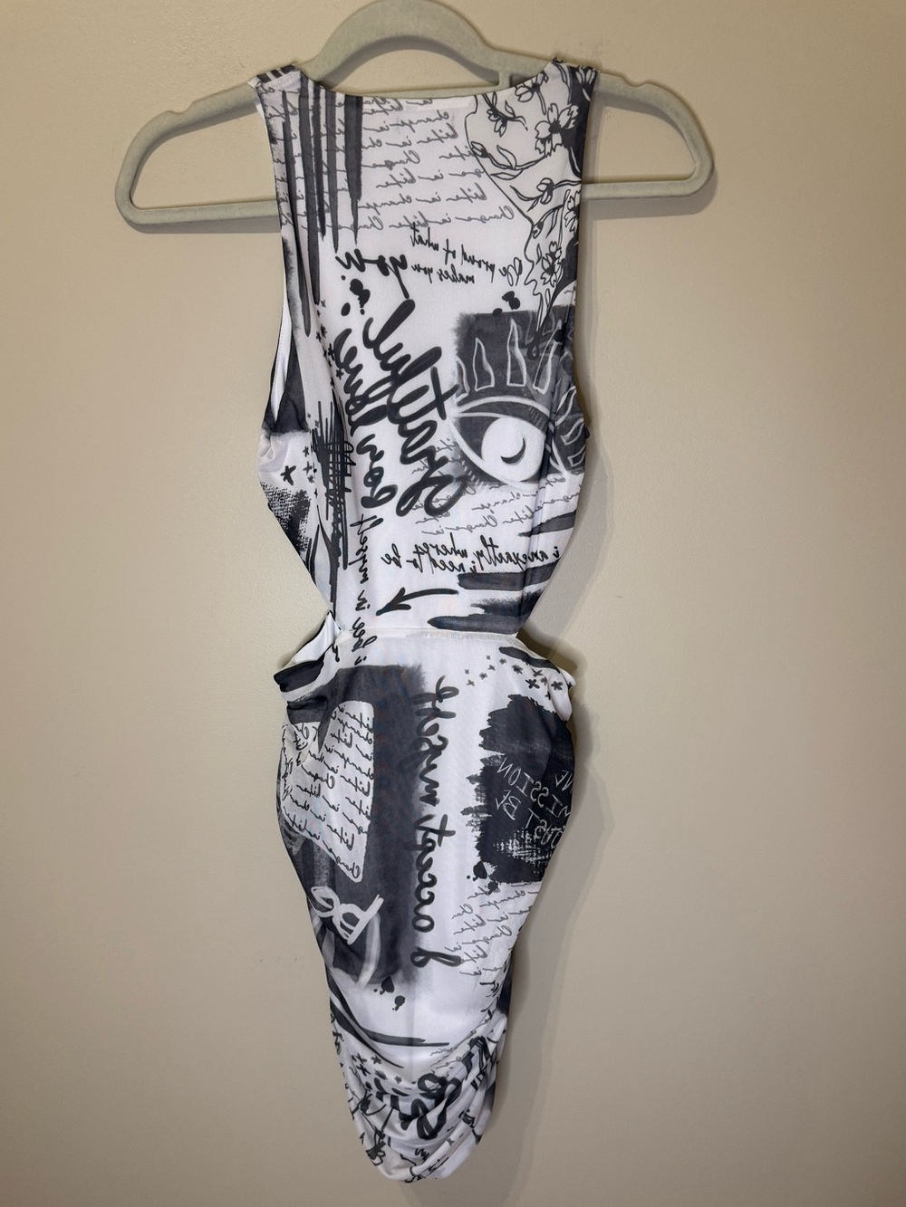 AFRM Graffiti Print Cutout Mini Bodycon Dress | Small - Picture 5 of 10